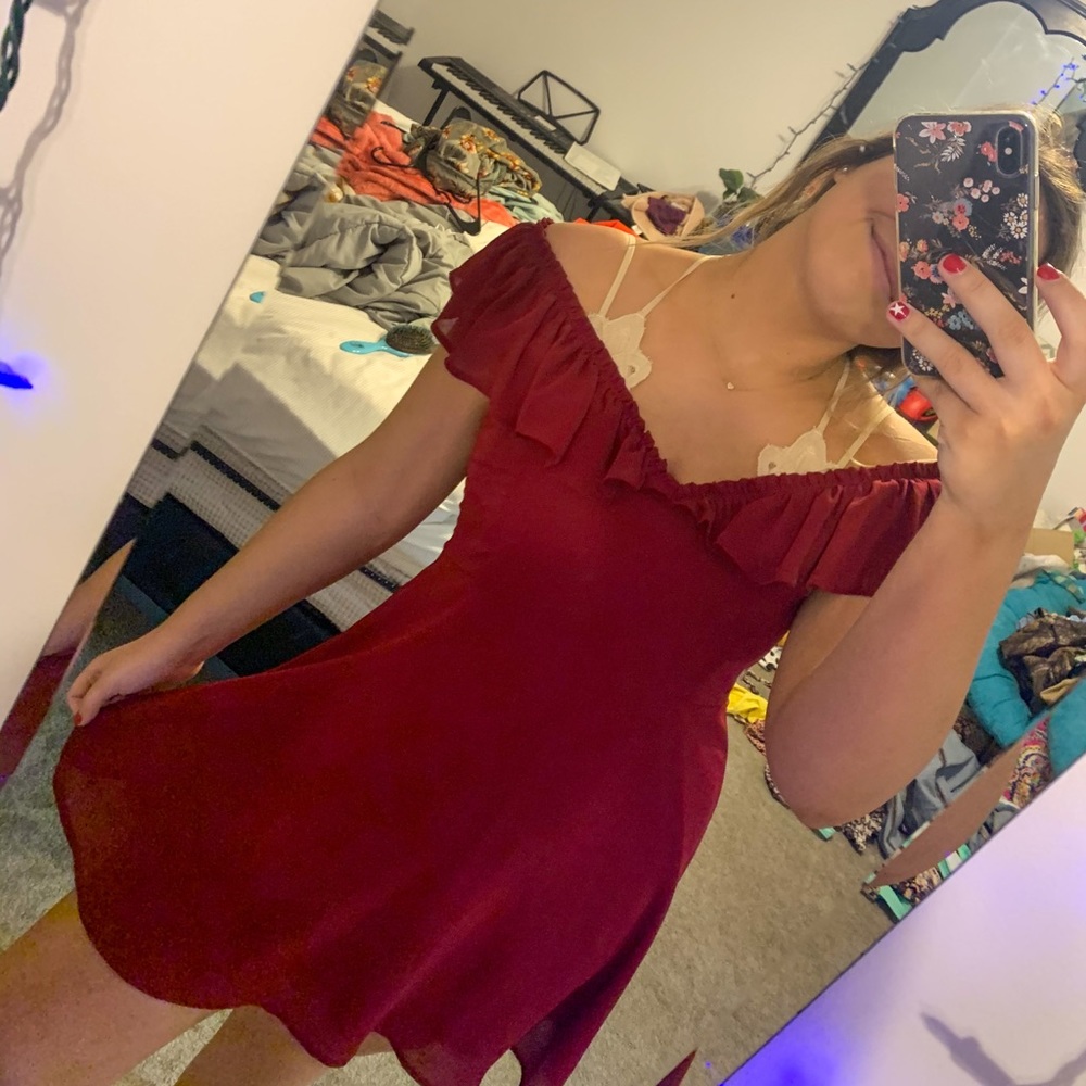red detailed dress